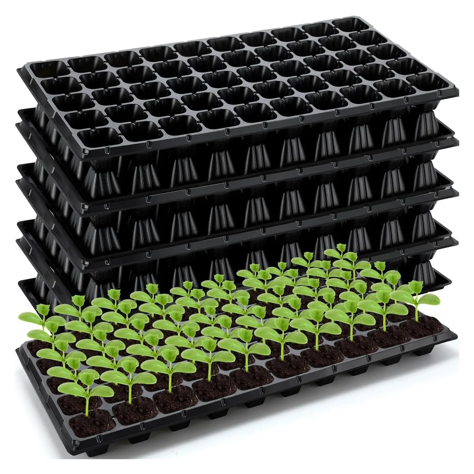 SHBHWS Cells Seed Trays 5/10 Pcs 50 Plug Seed Starting Trays Seedling Trays Germination With Drain Holes For Growing Seedlings for Nursery Growing Plants Germination(5Pcs)