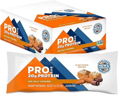 PROBAR - Barra de proteínas caramelo de sal marina sin OMG sin gluten saludable ingredientes de alimentos integrales a base de plantas energía