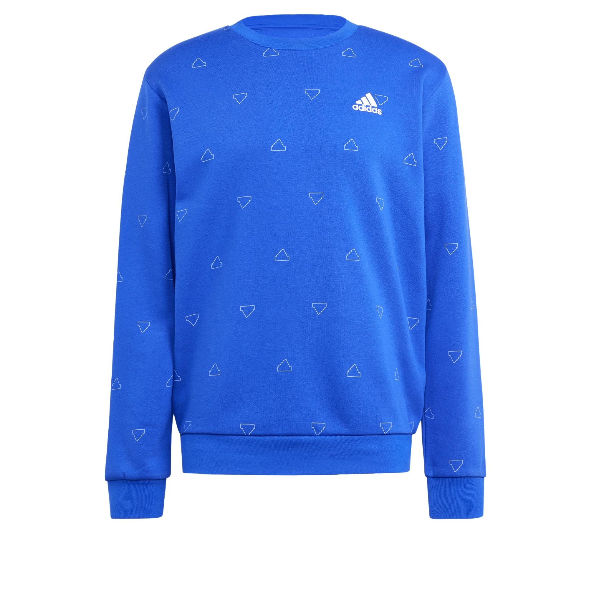 adidas Men's Seasonal Essentials Monogram Graphic Crew Fleece Sweatshirt, semi lucid blue, M