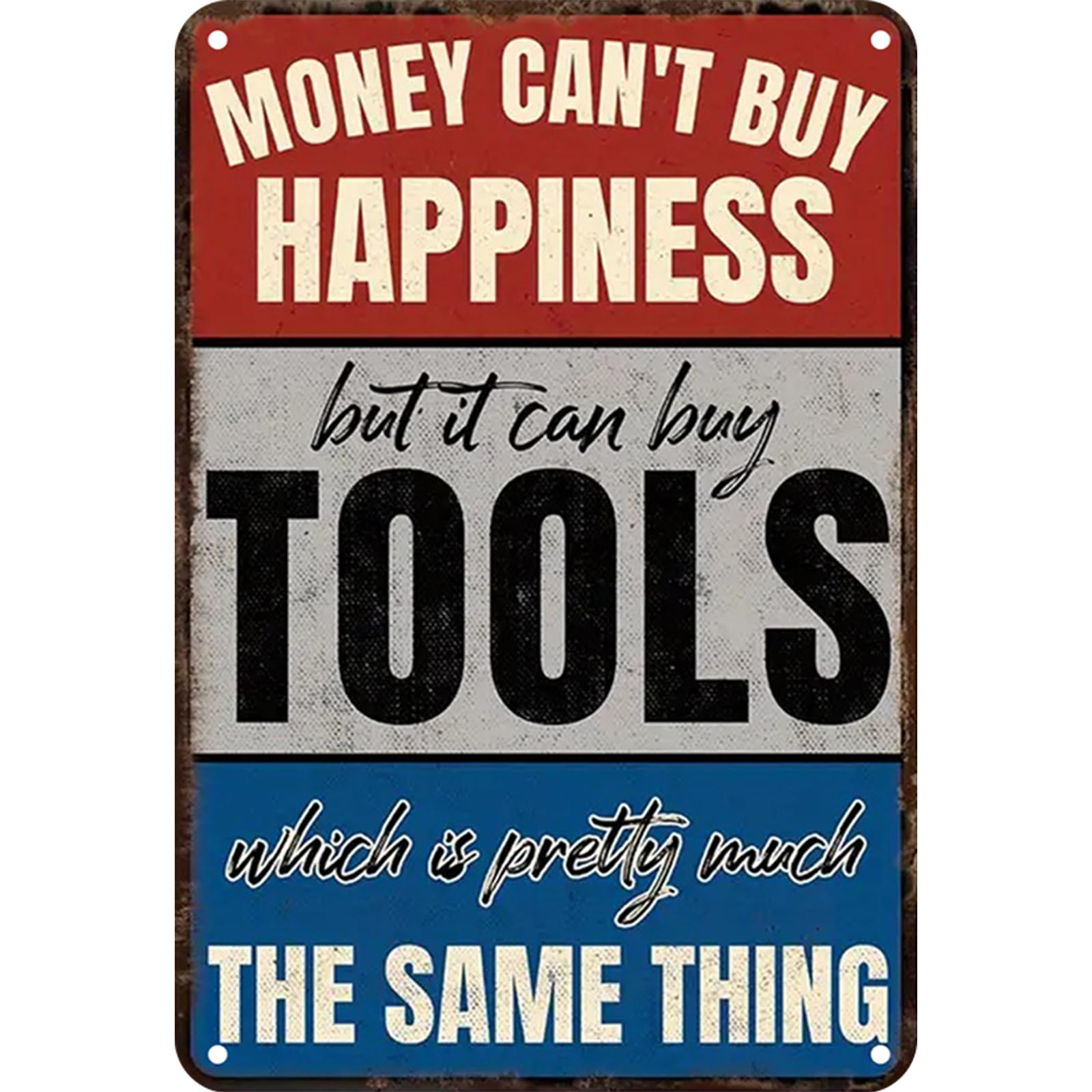 Tools Are Happiness Vintage Metal Tin Sign Iron Wall Decor for Cafes Bar Pubs Metal Tin Signs Wall Art Decor 11.81x7.87in