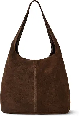 Italian Genuine Suede Hobo Bag for Women with Zipper and Single Strap