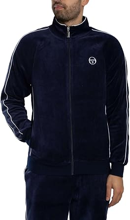 Sergio Tacchini Men's Tasso Velour Track Jacket, Maritime Blue/White