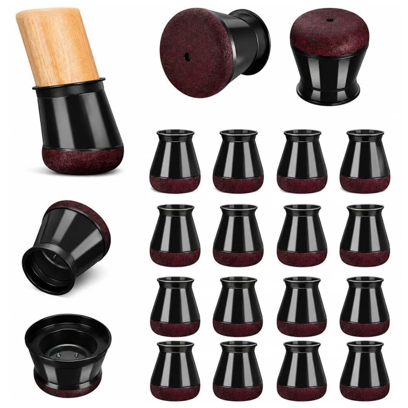 16Pcs Leg Floor Protectors, Silicone Chair Leg Covers Chair Leg Caps, Furniture Leg Protectors with Felt Pad, Floor Protectors for Hardwood Floors, Anti-Noise Scratch Chair Leg Sliders (Small,14-20mm)