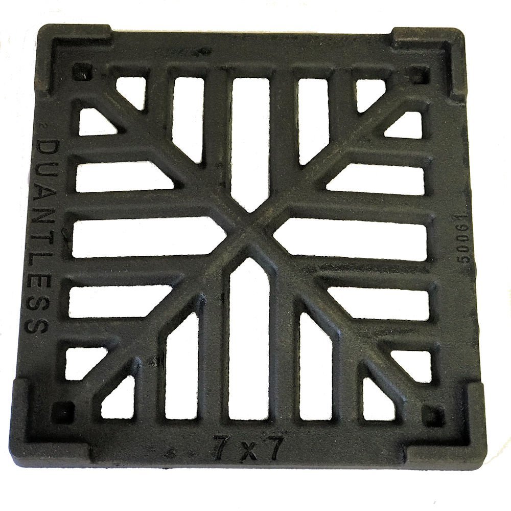 Thomas Dudley Black 7" X 7" 178Mm X 178Mm 13Mm Thick Square Cast Iron Gully Grid/Grate Heavy Duty Drain Cover Satin Finish.