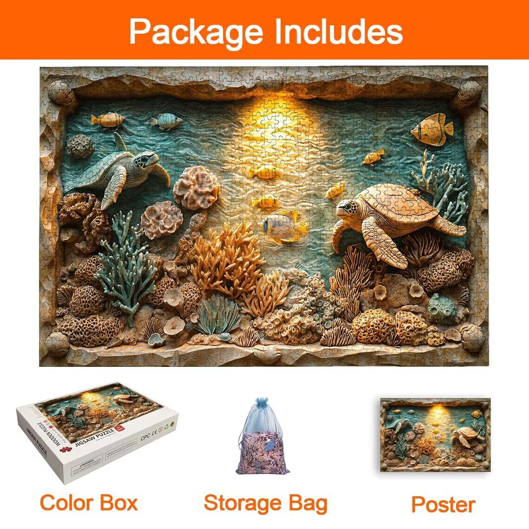 Puzzle Tortuga Marina, Puzzle 2000 Piezas, Rompecabezas, Regalo Mujer -8142