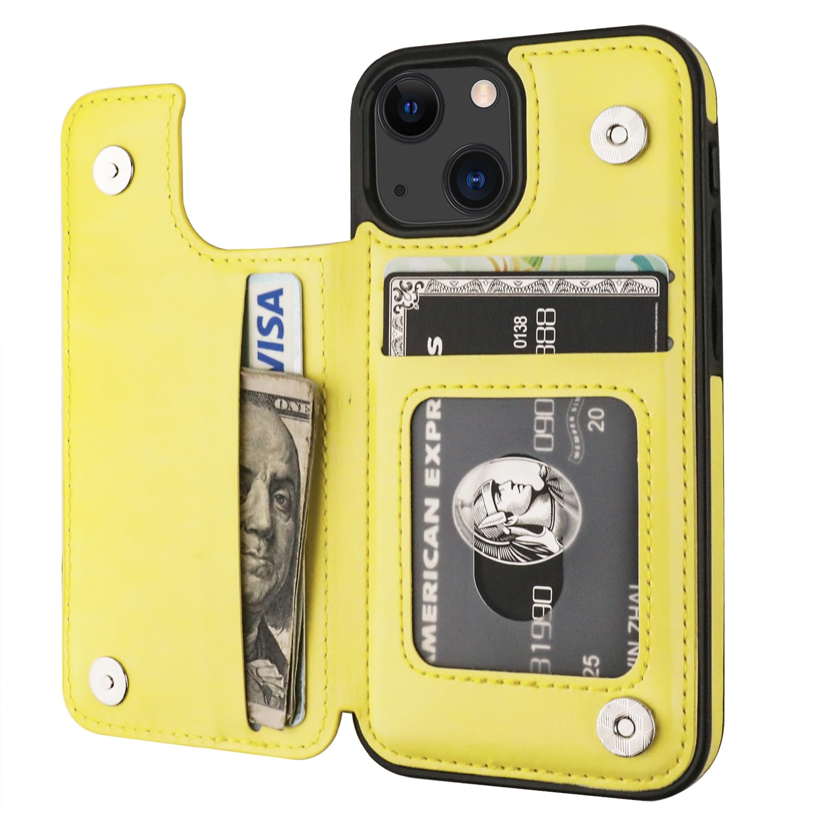 ONETOP Compatible with iPhone 13 Mini Wallet Case with Card Holder, PU Leather Kickstand Card Slots Case, Double Magnetic Clasp and Durable Shockproof