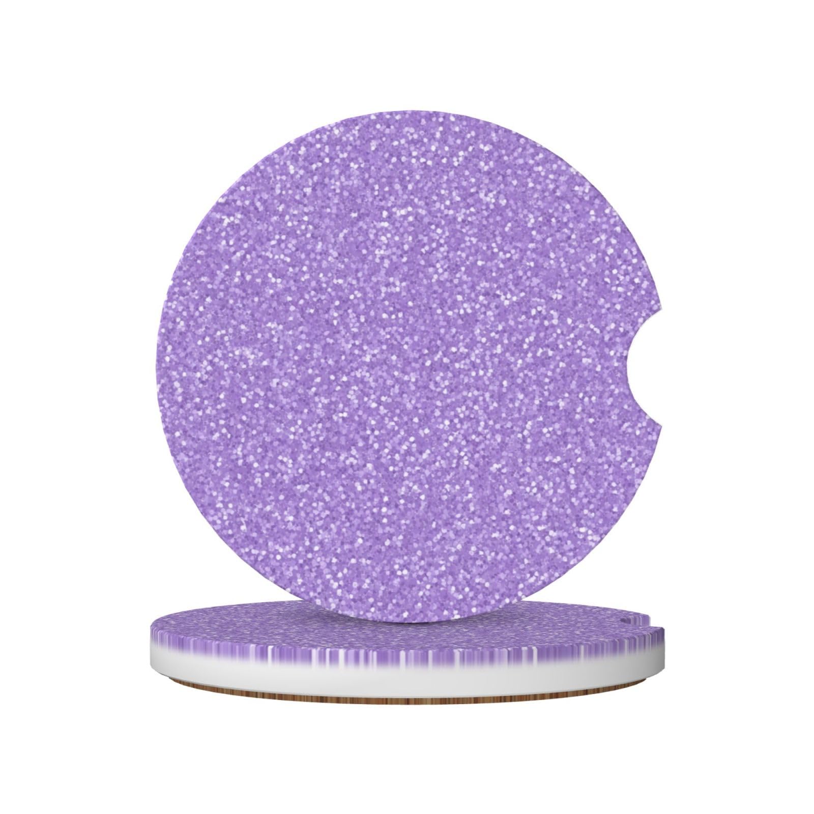 Glittery Texture in Lavender Ceramic Coasters,2pcs