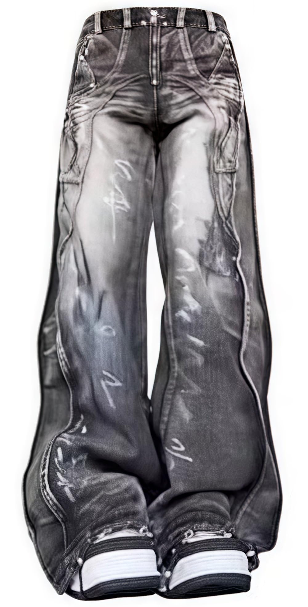 Y2k Retro High-Waisted Vintage Wide-Leg Jeans High-Street Heavy-Work Stripe Tie-Dye Jeans Unisex Floor-Length Pants