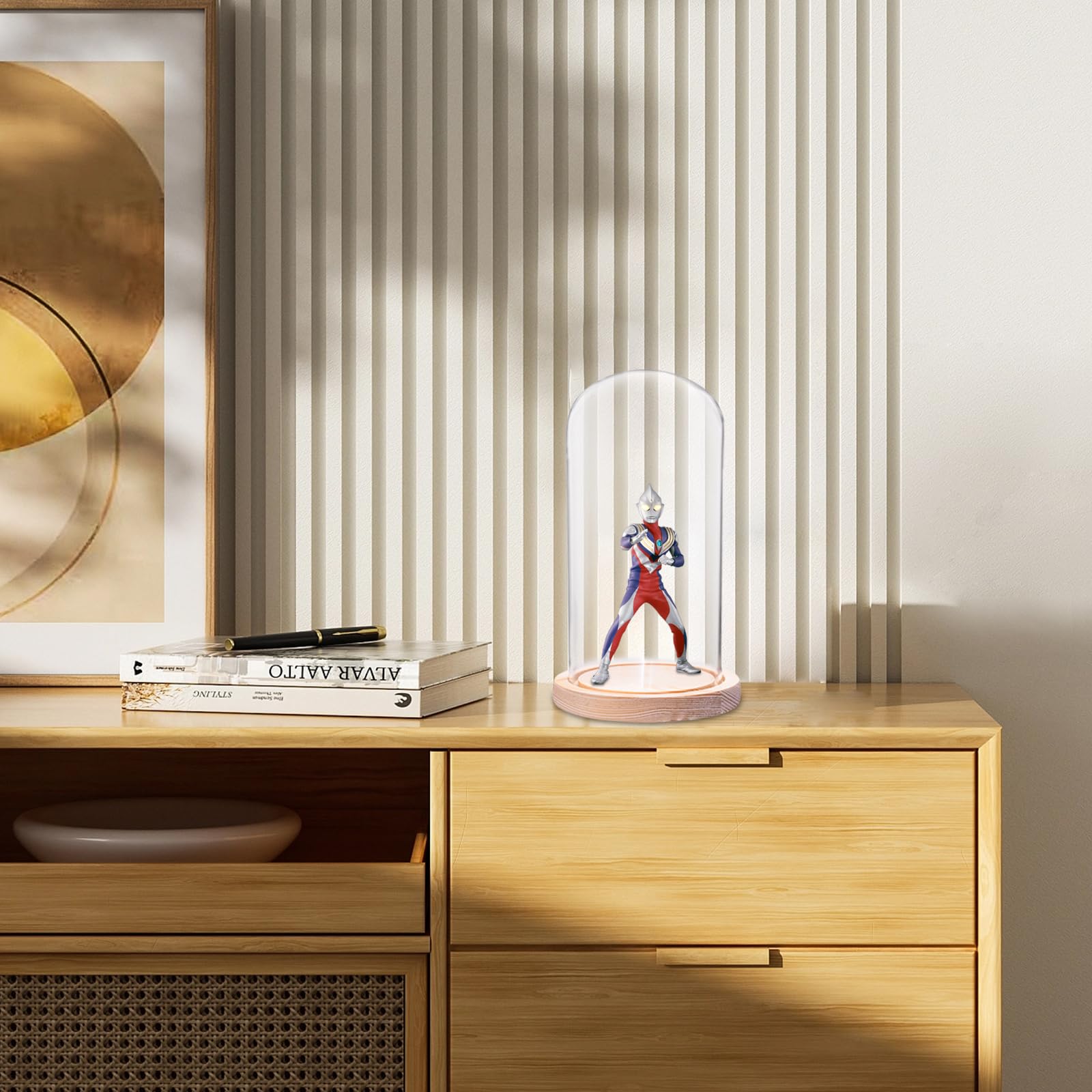 Cloche En Verre Avec Base En Bois Et Support à Billes Vitrine Décorative En Forme De Cloche Pour