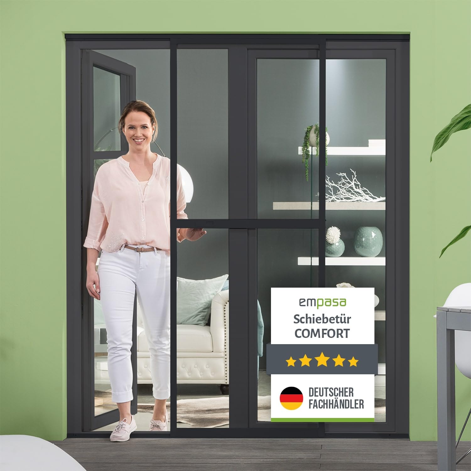 empasa Fliegengitter Insektenschutz Schiebetür COMFORT, individuell zuschneidbar 120 x 240 cm