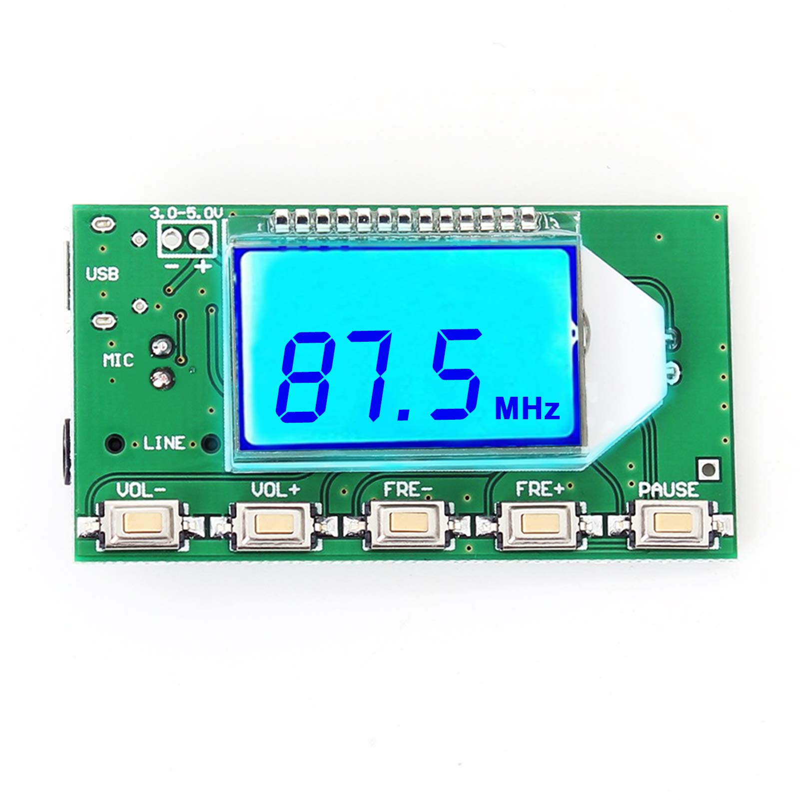 Icstation Digital Audio Transmitter Stereo DSP PLL Module 88-108MHz with LCD Display MIC USB Input