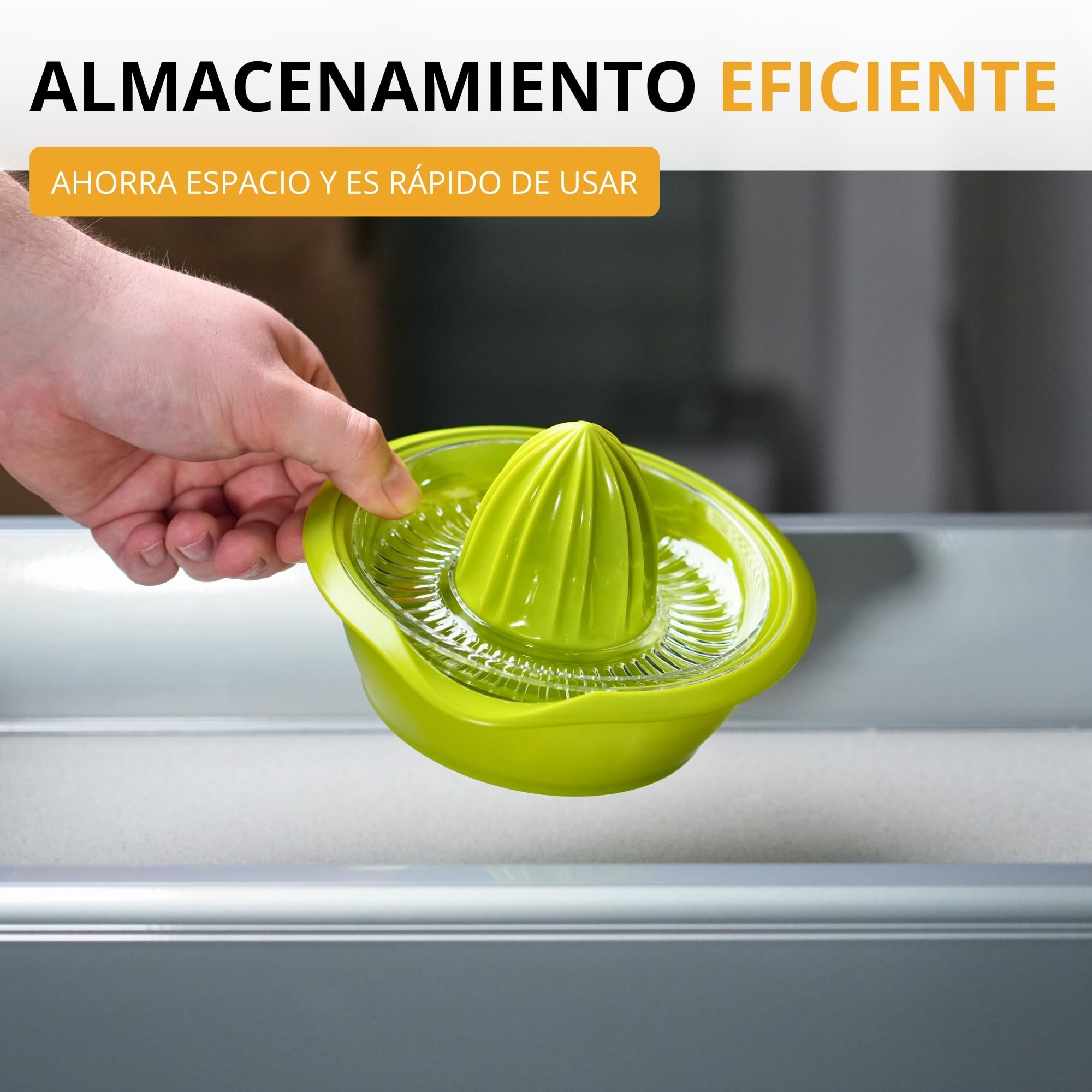 Westmark Exprimidor de limón/cítricos con recipiente, Diámetro: 18,7 cm, Capacidad: 0,5 litros, Plástico, Limetta, Verde manzana, 3091227A