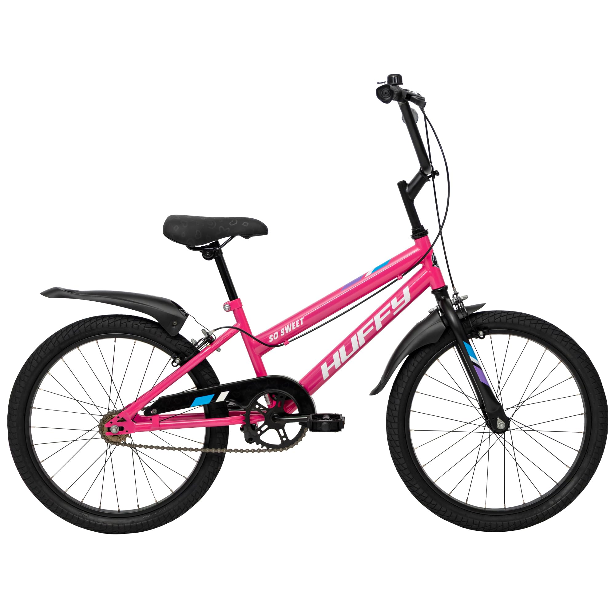 Huffy So Sweet - Bicicleta Infantil de 12/16/20 Pulgadas, Bicicleta para niños de 3 a 9 años, Marco de Acero, Frenos de Mano, sillín Ajustable, Color Blanco, Rosa y Azul