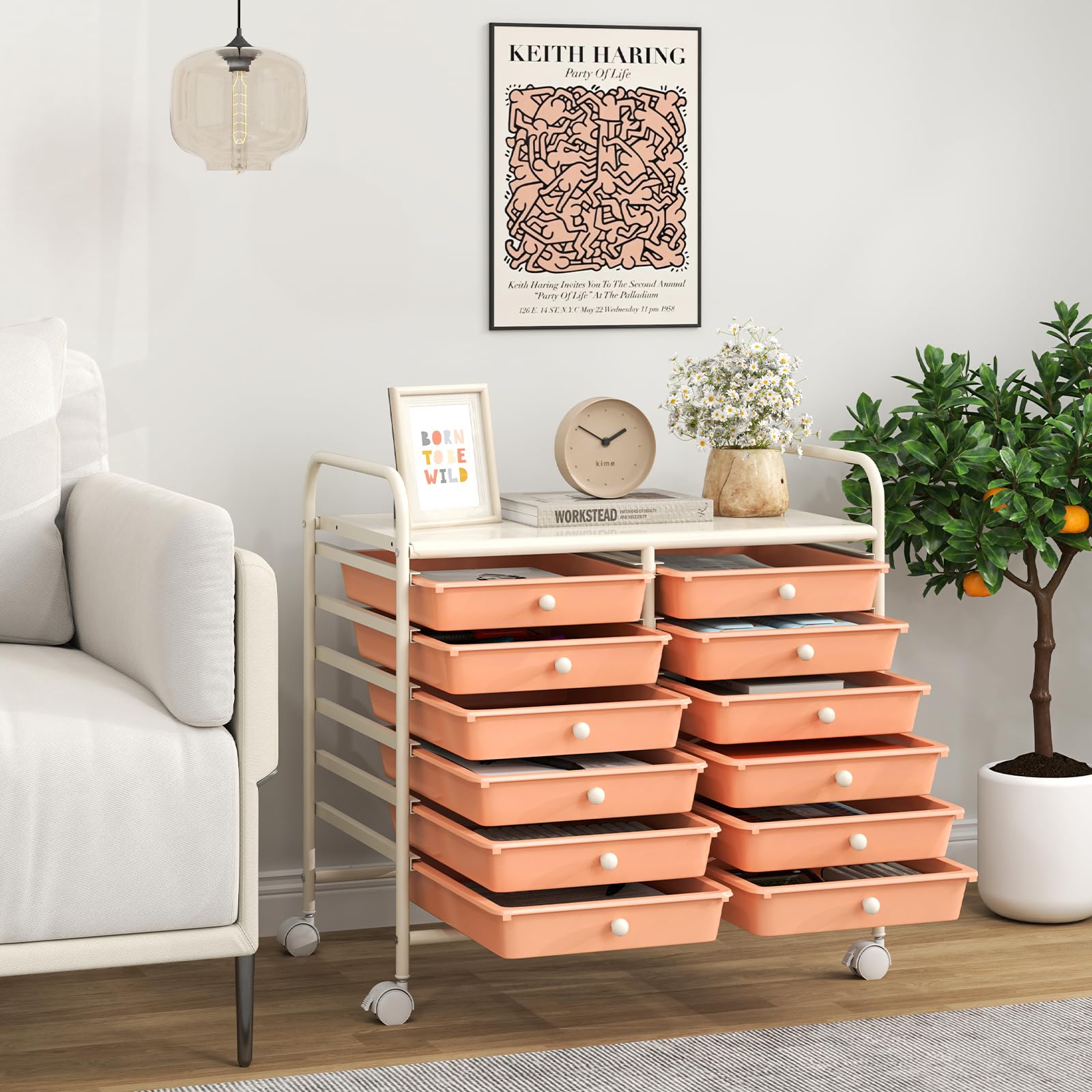 12-Der Rollwagen – Mehrzweck-Trolley mit feststellbaren Rädern für Zuhause, Büro, Make-up, Beau Salon, Bastelbedarf