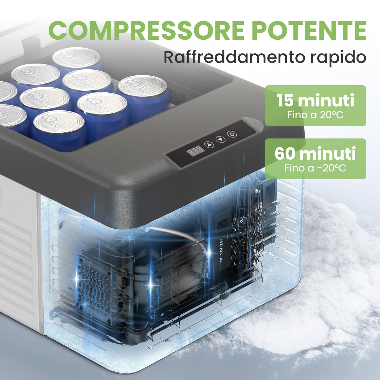 Alpicool CL9 Frigoriferi per Auto 9L, Nuovo 2026 Frigoriferi Portatile Elettrico 12/24V DC 100~240 Volt AC Frigo Auto, -20℃-20 ℃ Mini Frigorifero da Campeggio per Camion, Barca, Viaggio, Picnic