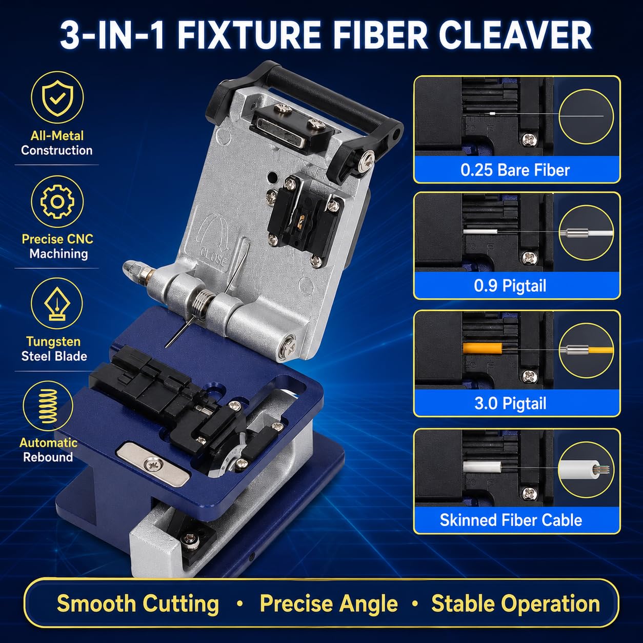 Kit De Herramientas De Fibra FTTH, 15 En 1 Kit Fibra óPtica TerminacióN De Fibra con Medidor De Potencia De Fibra óPticas Y Localizador De Fallas Visuales De 10mw, Cortadora, Pelacables