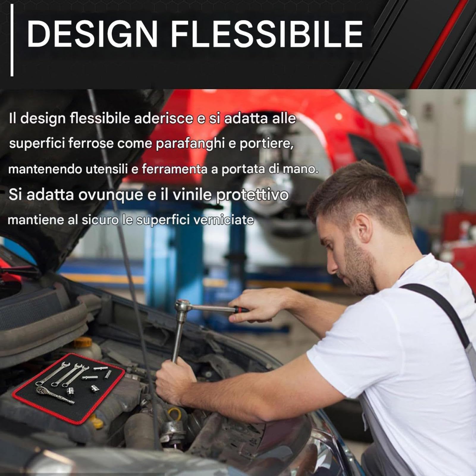 Alfombra Magnética para Herramientas Organizador de Tornillos, Pernos y | Almohadilla Magnética Flexible para Herramientas Taller, Reparación Automotriz, Met