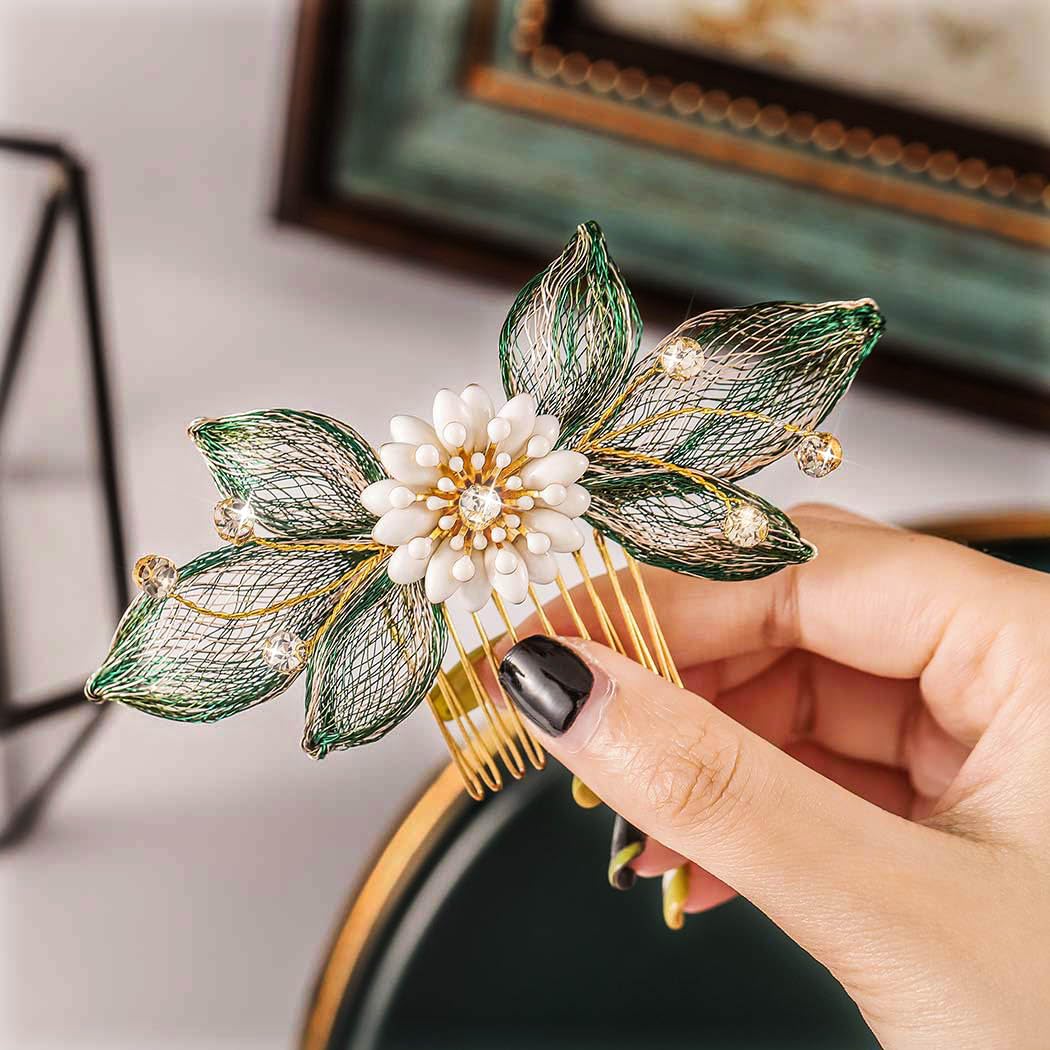 CASDRE Wedding Sage Olive Floral Hair Vintage Comb Decorative for Women
