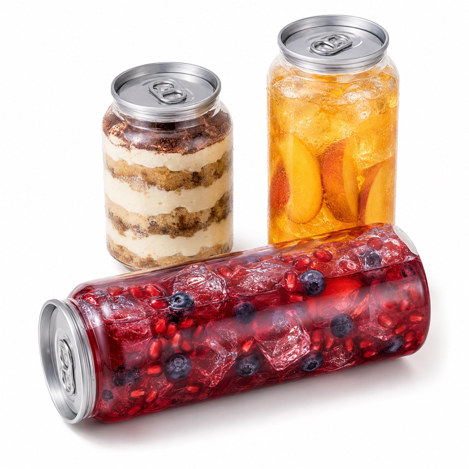 Envases Pet de Apertura fácil, 250 ml, 200 Unidades 330ml | Tapa de aluminio con anilla, apertura tipo lata, no es un tapón de rosca, para un servicio rápido en cafeterías y puestos