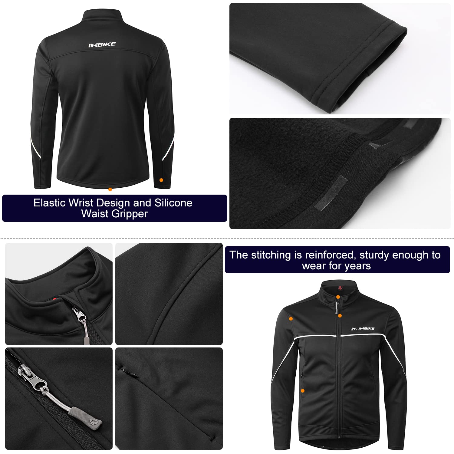 INBIKE Veste Cyclisme Pour VTT Velo Homme Hiver Vestes Thermique Imperméable Coupe-vent Sportwear