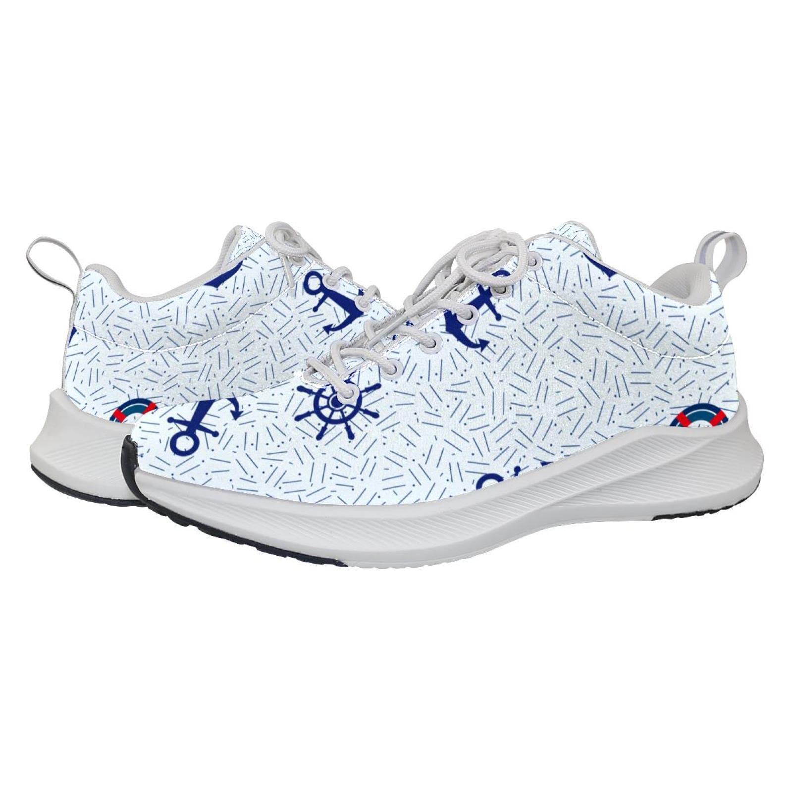 Scarpe da ginnastica uomo personalizzate Scarpe da passeggio leggere Running Athletic Casual Sneakers Ocean Anchor Barca a vela Compass, multicolore, 41 1/3 EU