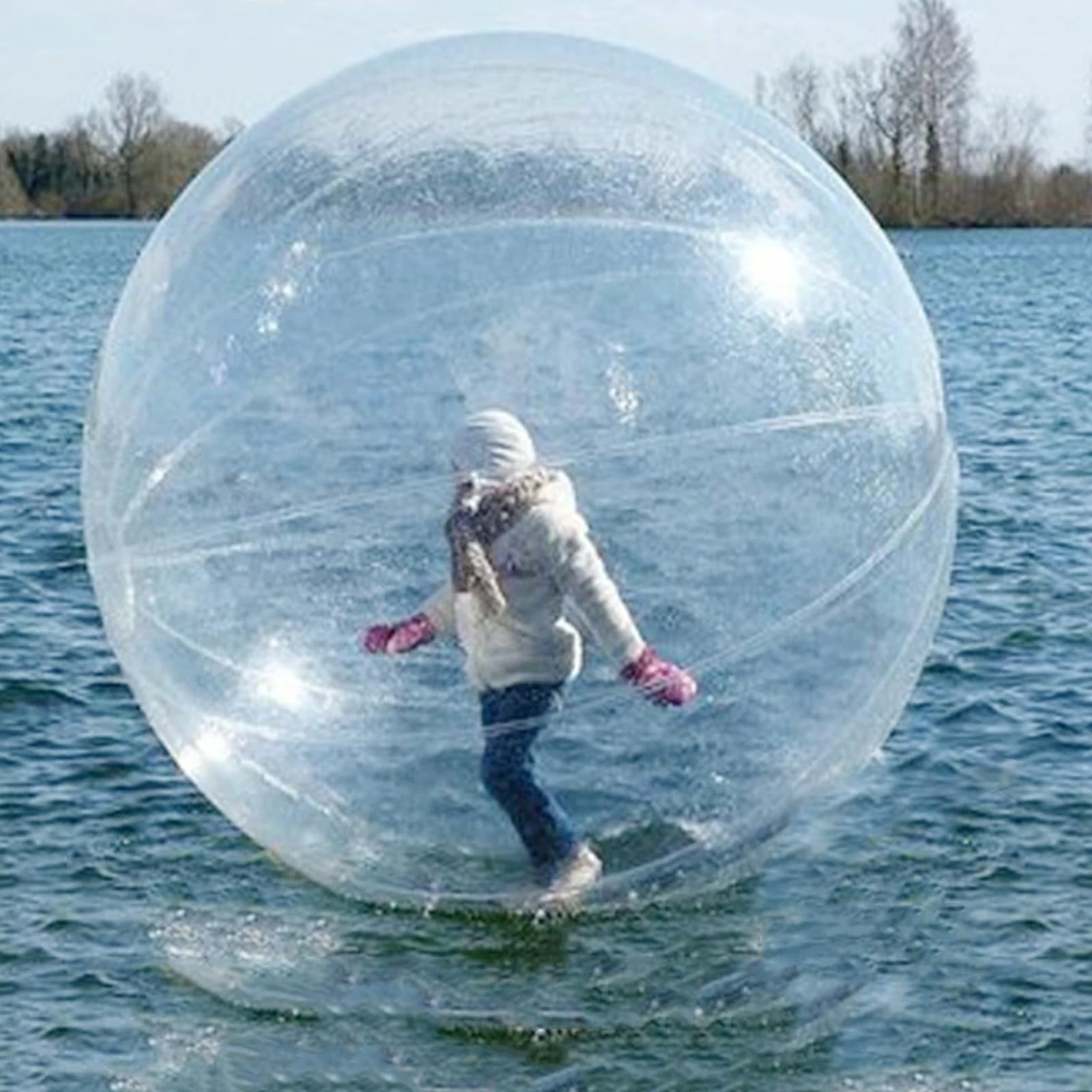 Bola inflable para caminar en el agua, para piscina, lago, playa, bola de burbujas transparente con cremallera para niños y adultos, diversión de verano