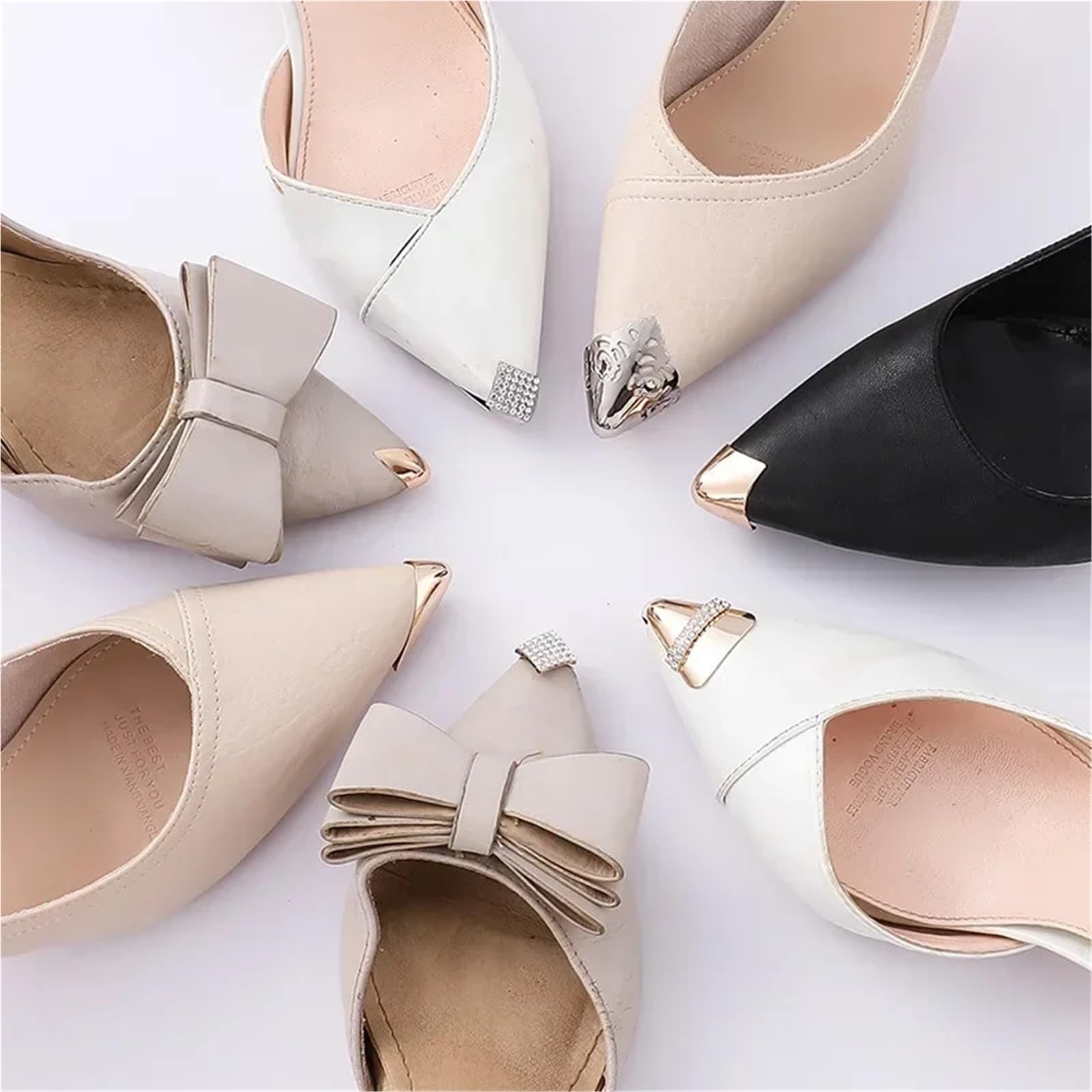 Zapatos de Metal Protector Puntiagudo 5 Pares Mujeres tacón Alto Puntera Desgaste Corrector lágrima Zapato Cuero antipatadas