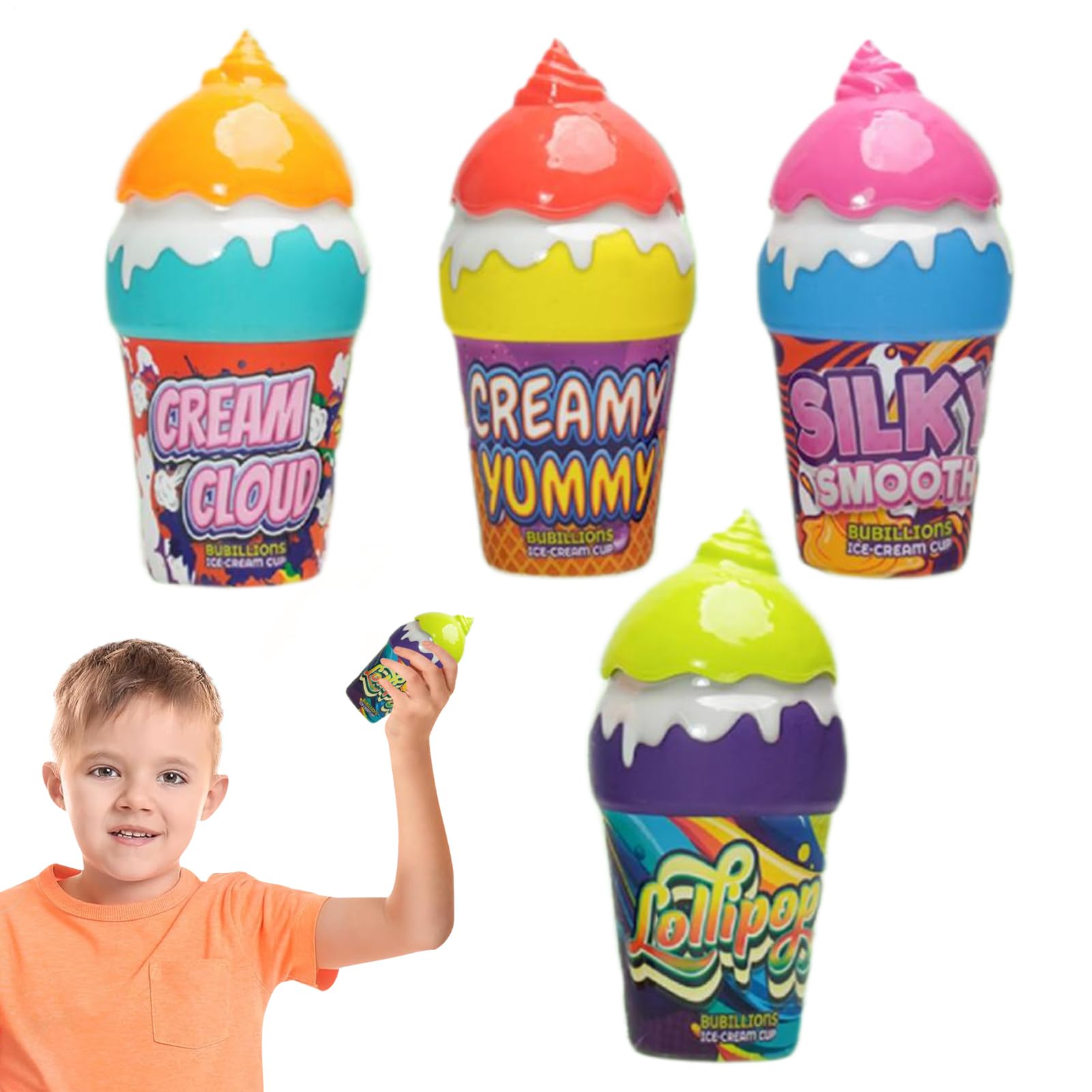 Yumneo Bubble Bottles - Ice Cream Bubble Solution and Wand | Portable Non-Spill Toddler Toys, Educational Summer Activities for Travel Beach Backyard