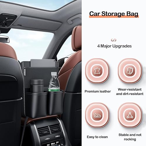 Miniatura 3 de RAKSONIC Bolsa colgante para respaldo de asiento de automóvil, bolsa de almacenamiento para tazas, toallas de papel y artículos pequeños,