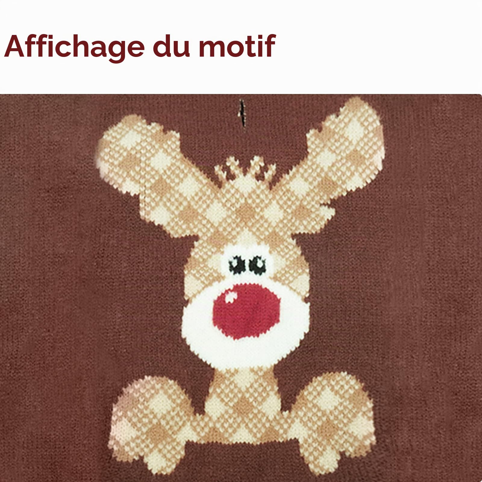 Pull Noel Chien, Sweat Chaud avec Motif Renne Pull Over Hiver Col Roulé avec Ouverture pour Laisse, pour Cocker, Westie, Shiba Inu, Marron XL