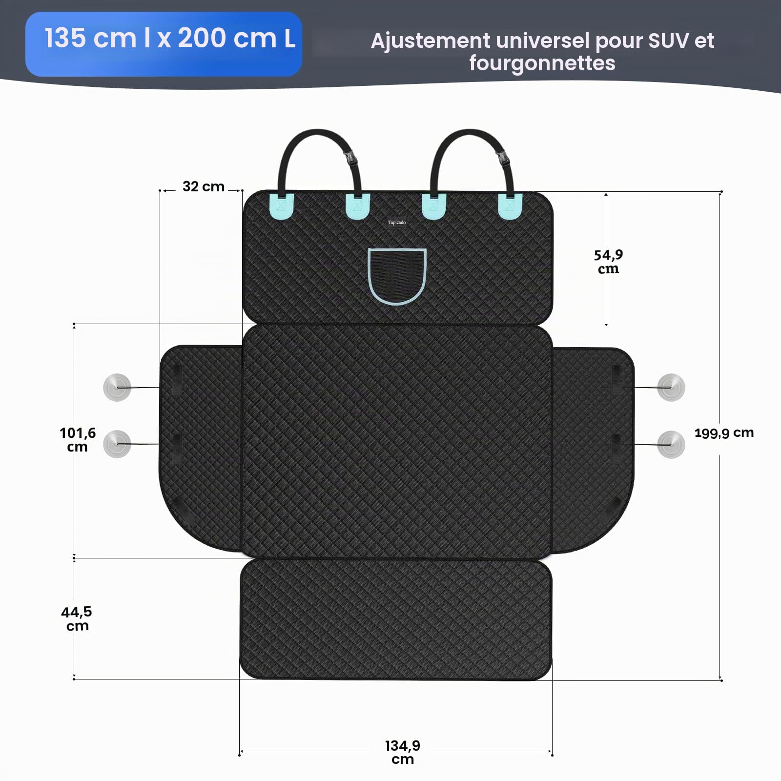 Doublure de coffre pour chiens avec panneaux latéraux plus hauts, housse de coffre imperméable avec tissu Oxford anti-rayures pour chien, avec protection à rabat pare-chocs, antidérapant,
