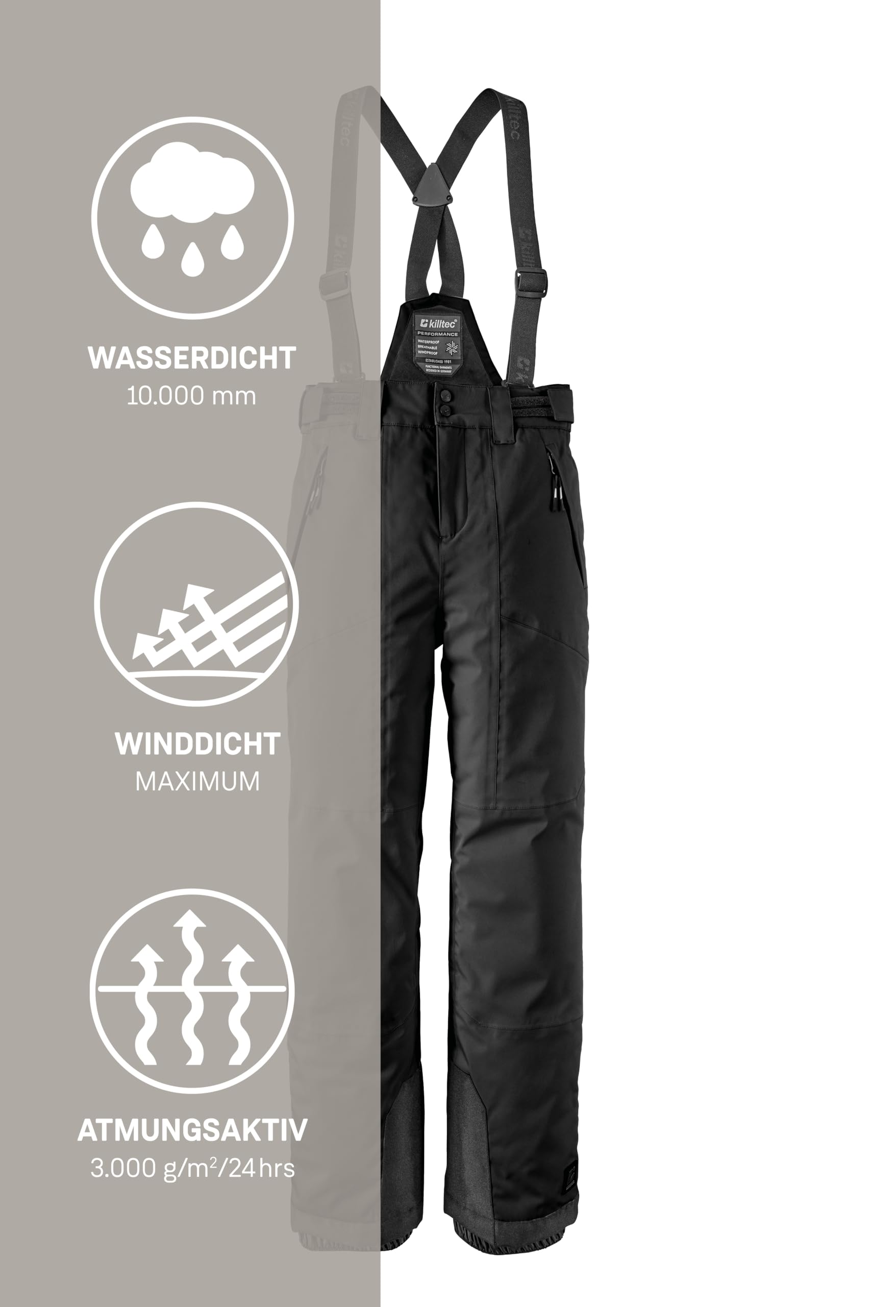 Killtec Girls Skihose 242 - Pantalones de esquí con Peto Desmontable y protección en los Bordes Niñas