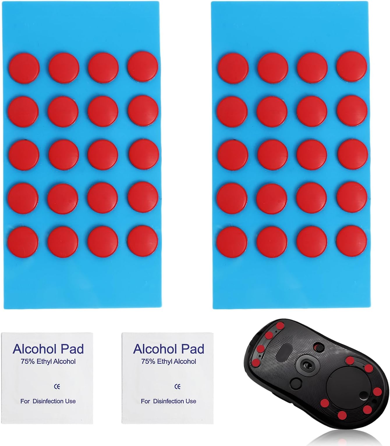 40 PCS Dot Mouse Skates for Glass Mouse Pad, 6mm Self-Adhesive Mouse Feet Skates Rounded Universal, High-Density PTFE, Compatible with Gaming Mouse Feet Replacement, Curved Edges Smooth Glide Fast