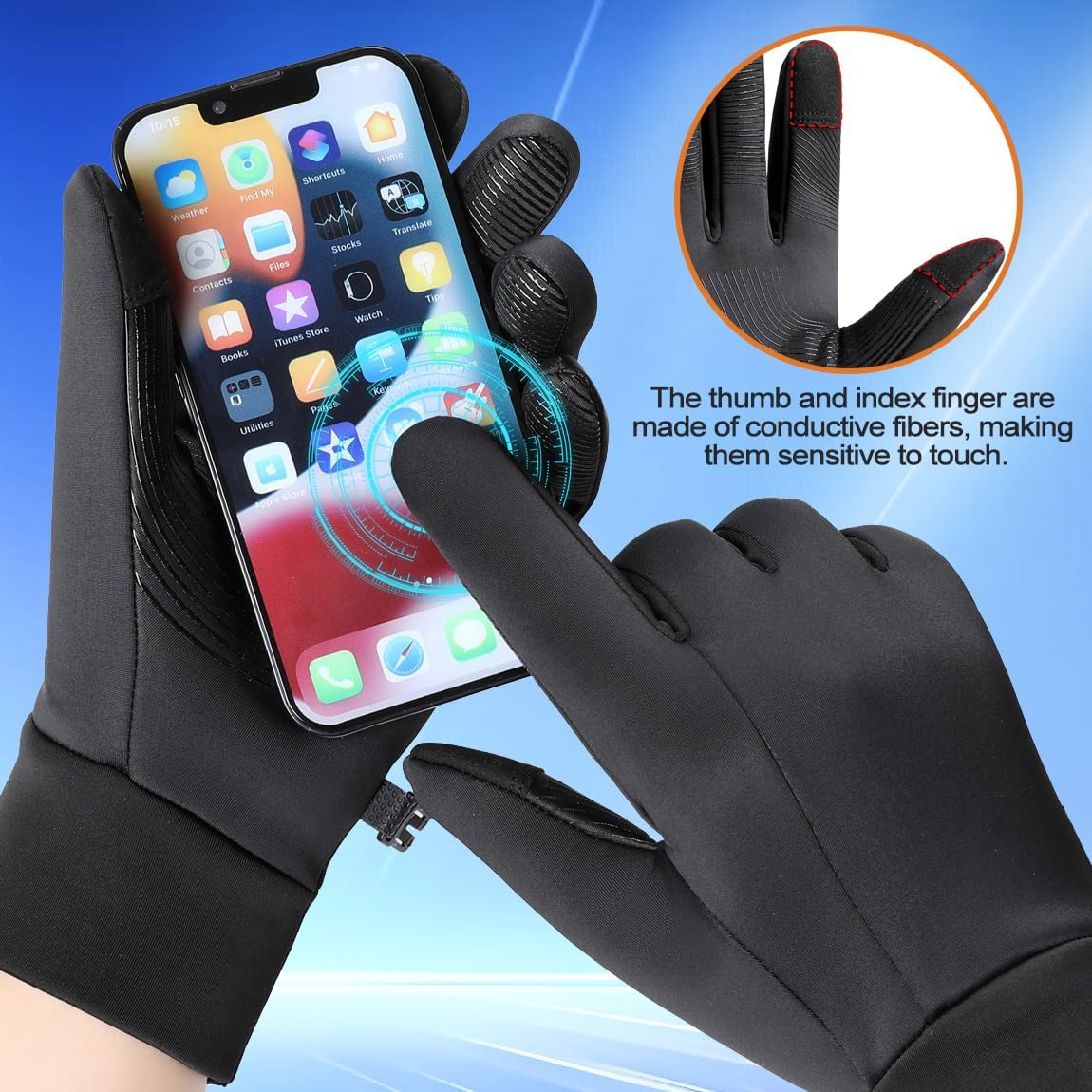 Sireck Water-Resistant Winter Gloves for Men, Touchscreen and Fleece Thermal Cold Weather Gloves, Snow Ski Gloves Winter Gear