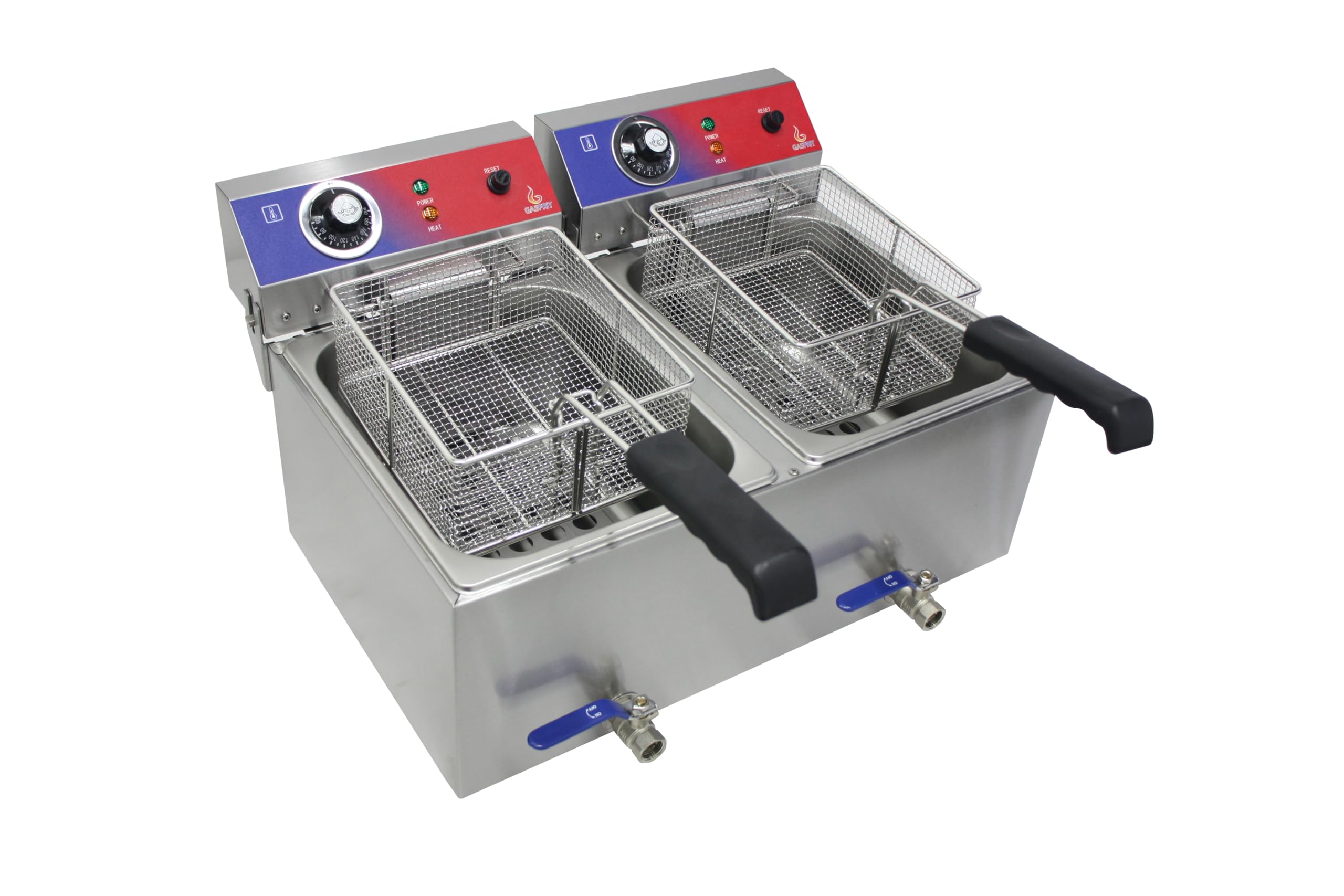 Freidora Eléctrica Profesional Industrial de Acero Inoxidable con Grifo | 10 L o 20 L (10+10) | Zonas Frías | Alta Potencia (10L+10L)