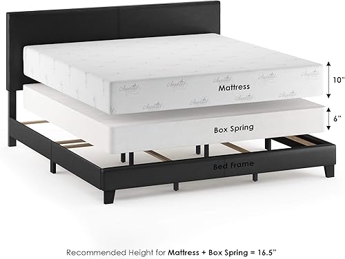 Miniatura 50 de Furinno Pessac - Marco de cama tapizado, piel sintética blanca, tamaño individual XL Blanco,Negro -,Glacier,Negro (plain