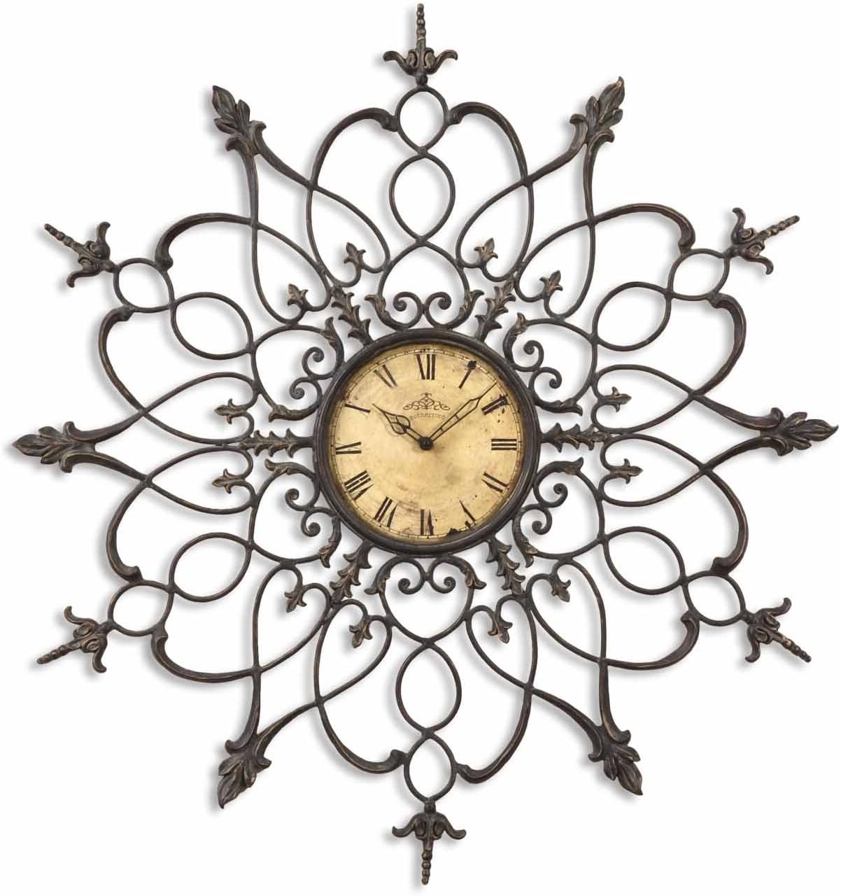 Uttermost 38.5" Inch Viviana Clock Wall Mounted Heavily Antiqued Bronze