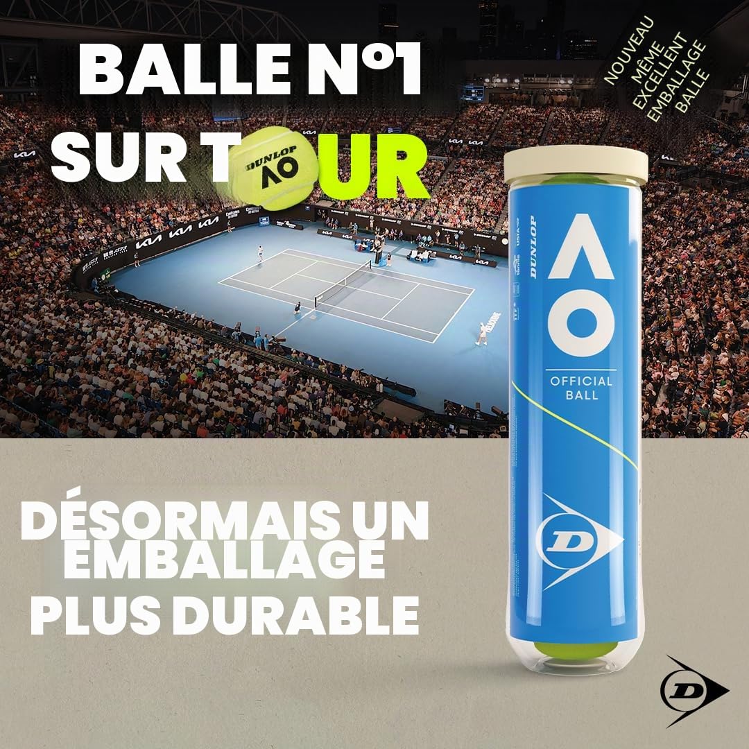 DUNLOP Balle de Tennis Australian Open Terre Battue Terrain Dur Gazon