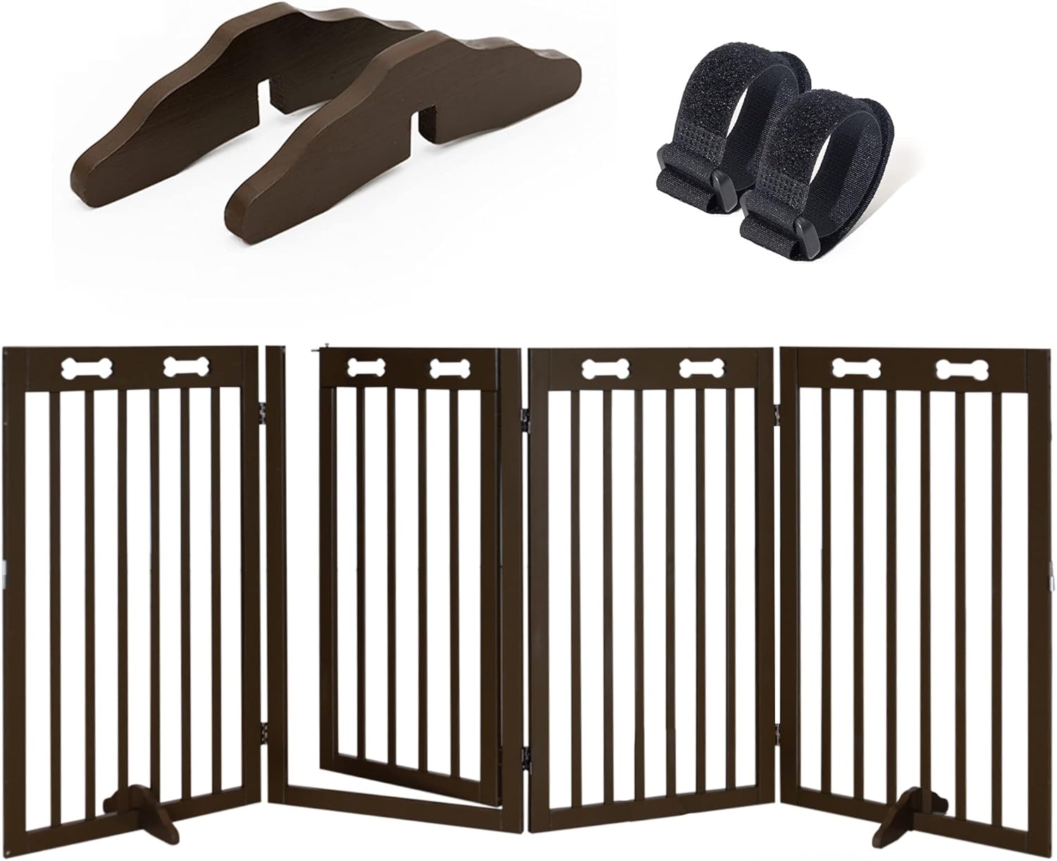 KOOPRO Wooden Dog Gate Freestanding Pet Gate for the House