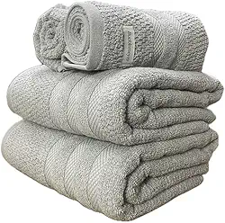 Jogo De Banho Buddemeyer Vanilla Extra Soft 100% Algodão Toalha Alta Absorção Macia Grande 4 Peças - Banho e Rosto - Presente (Cinza 1825)