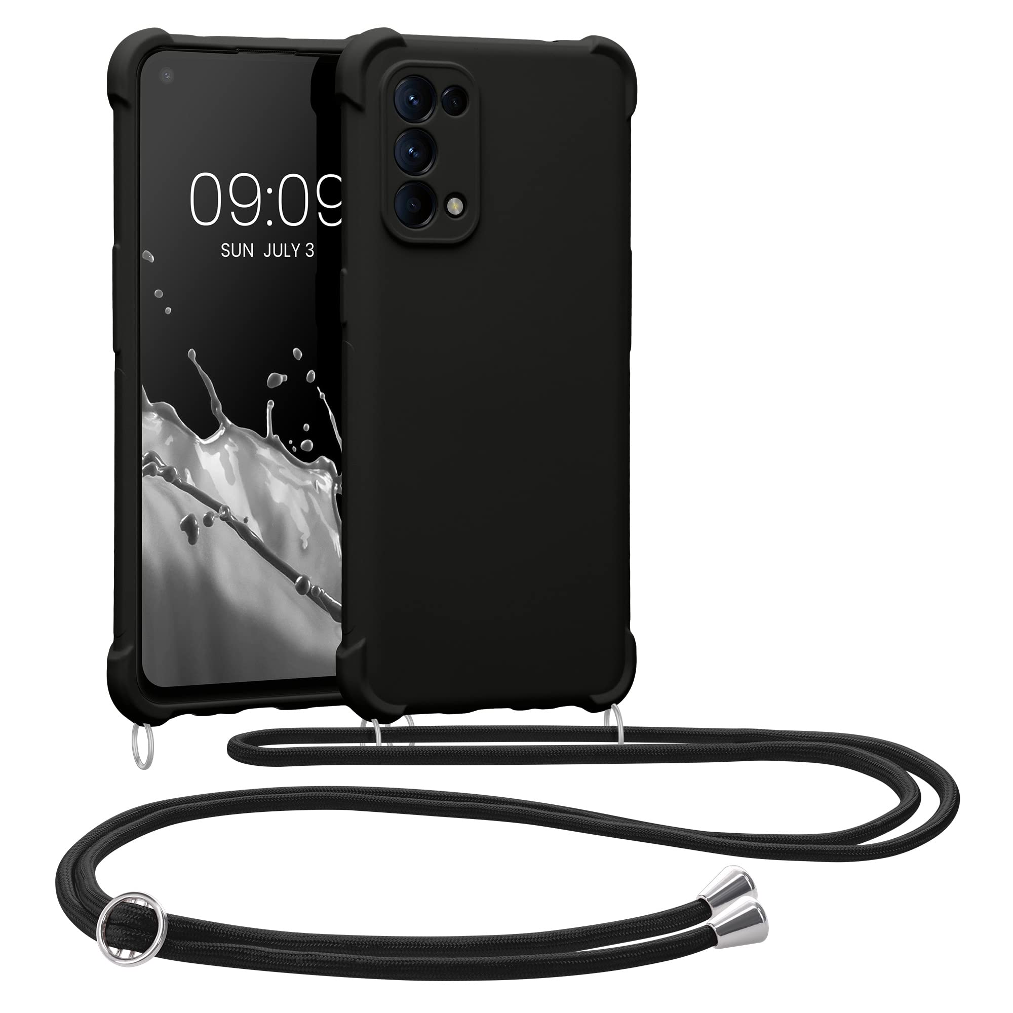 kwmobile Custodia Compatibile con Oppo Find X5 Lite Cover - Back Case in Silicone TPU - Protezione Smartphone con Cordino - lavanda