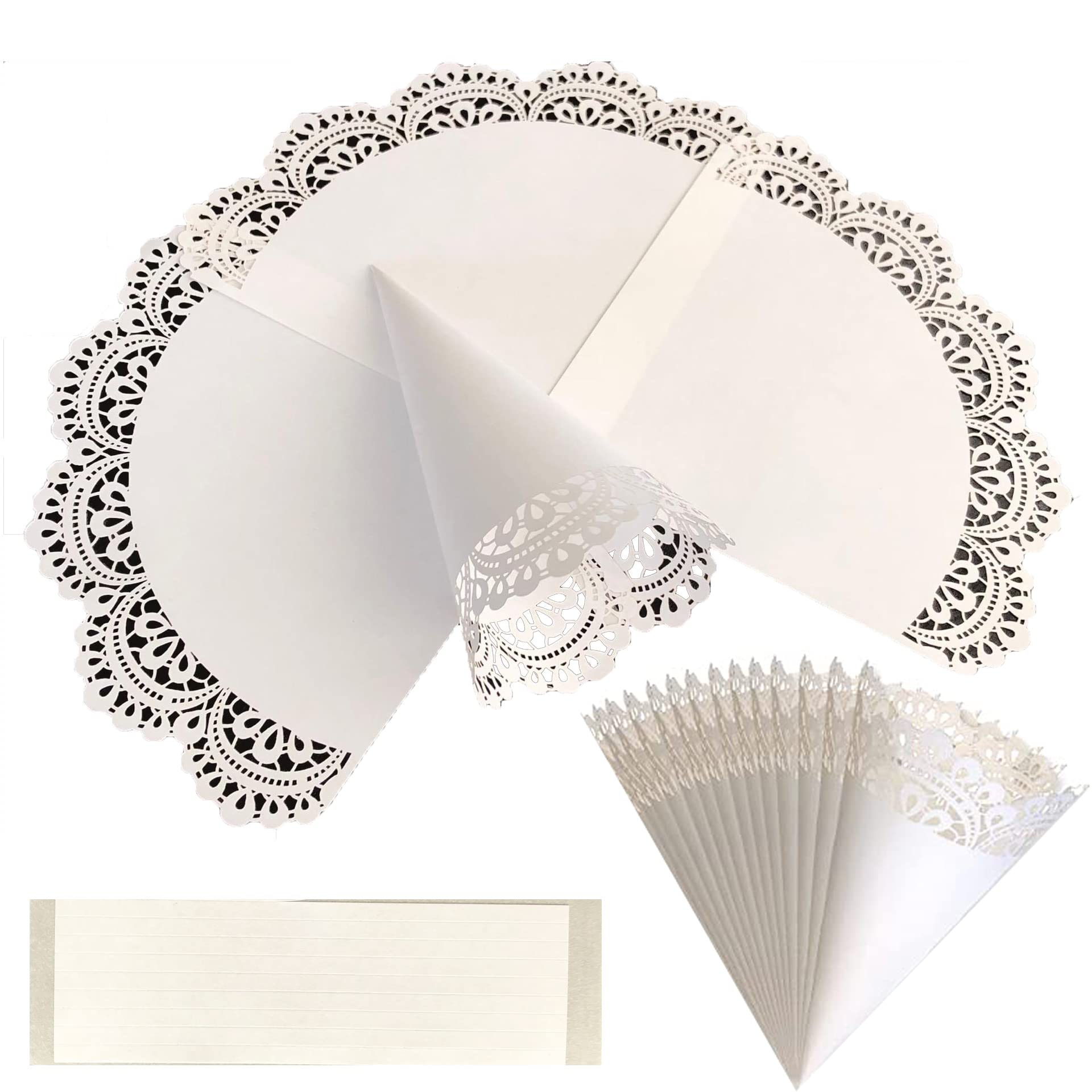 ZOOMPIL 50pcs Conos de confeti de boda de papel de encaje, Conos de papel de encaje, Ramo de papel para la celebración de la fiesta de bodas, Conos de confeti de placa de flores impresas huecas