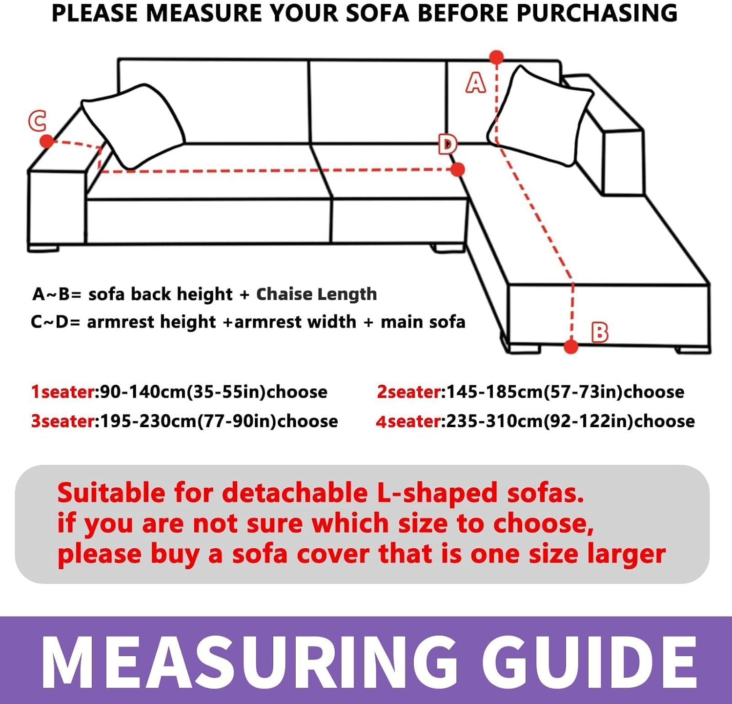 XINEAGE Sectional Couch Covers High Stretch 2 Pieces L Shape Sofa Cover with 2pcs Pillowcases Corner Couch slipcovers Chaise Cover with Elastic Bottom 3 Seats + 3 Seats (Gray)