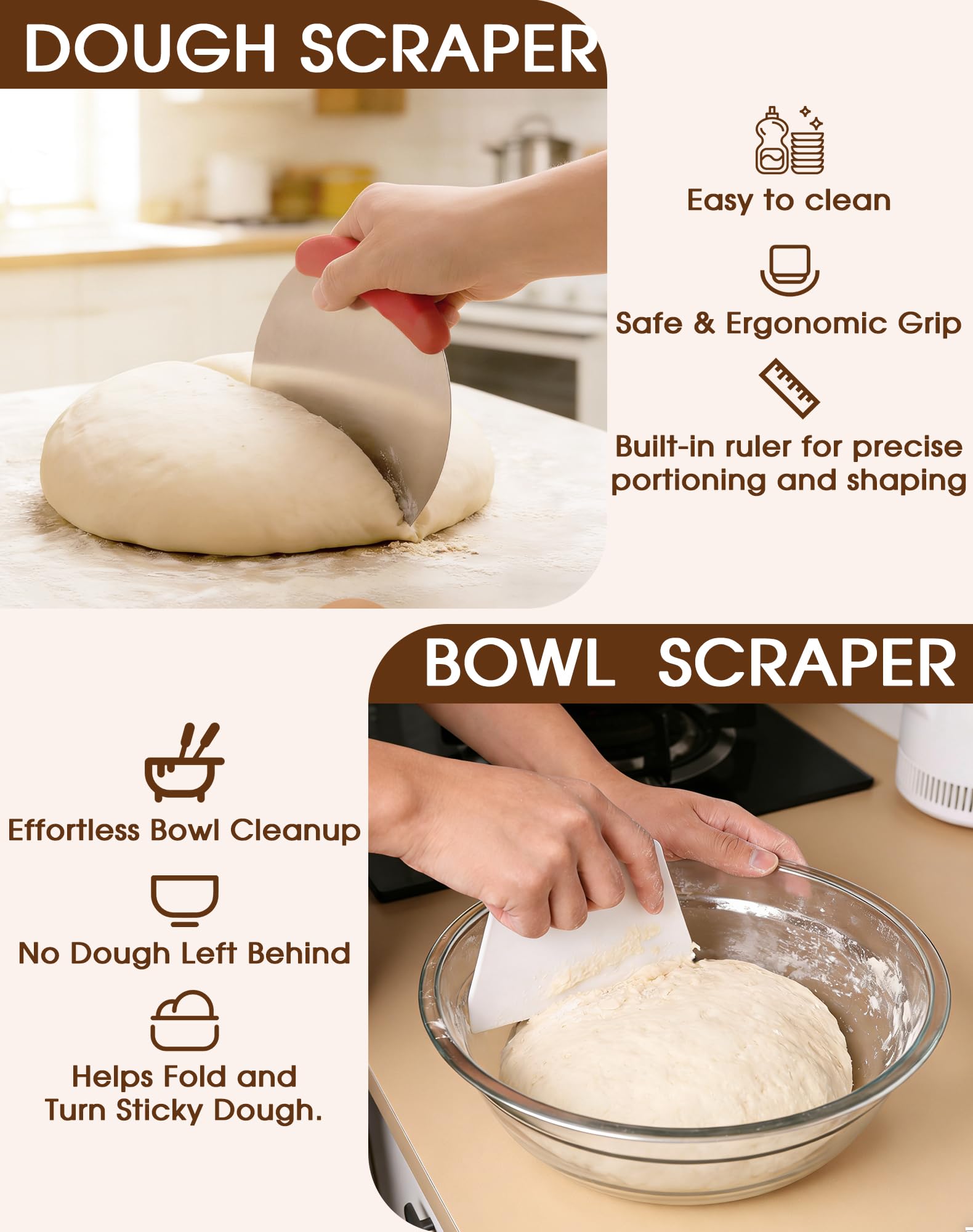 Banneton pour Pain Rond 23 cm, 10 Pièces kit Pain au Levain Sourdough Starter Kit, Kit Boulangerie Professionnel Rotin Naturel pour les Débutants, les Boulangers Expérimentés