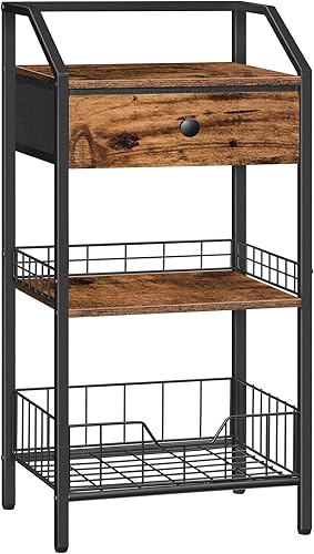 HOOBRO Estante de escalera de baño de 3 niveles, estante de almacenamiento de baño con cajón, estante de torre independiente, organizadores de baño,