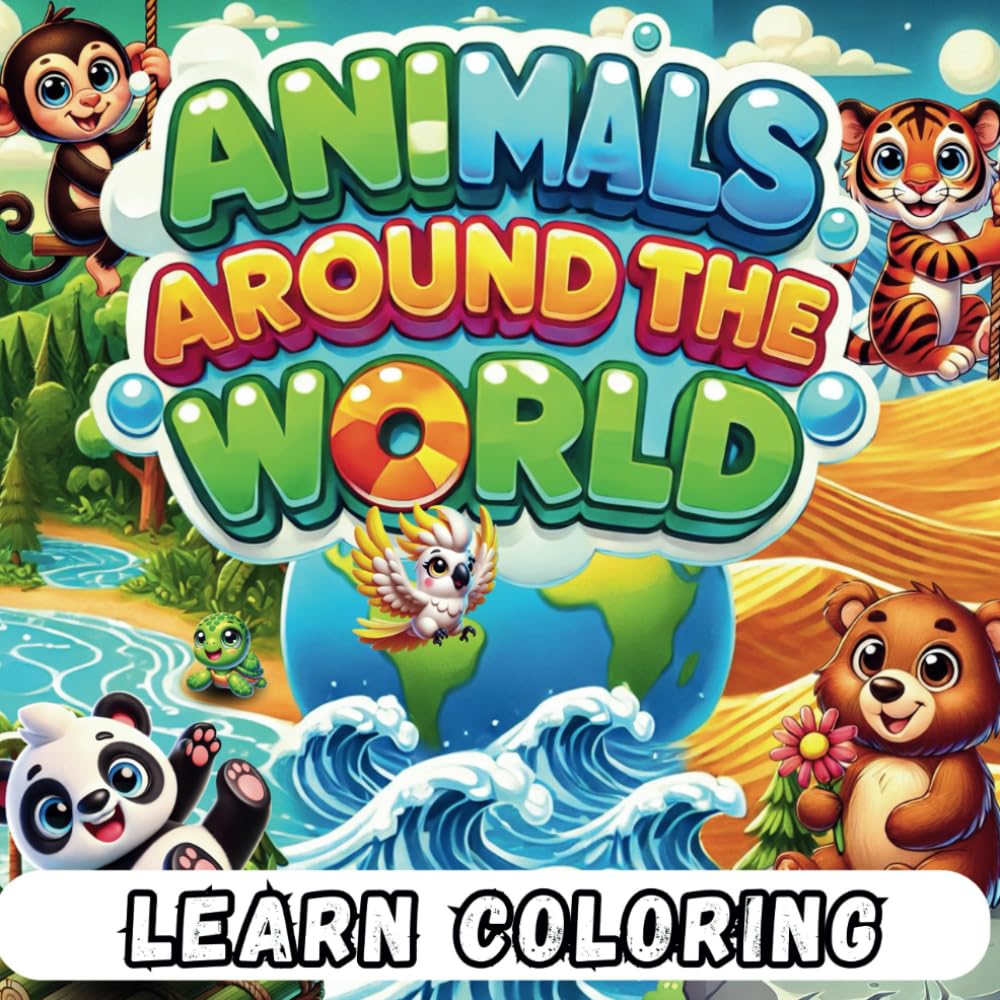 Animals Around the World: A Fun & Educational Coloring Book for Kids – Learn About Wildlife, Habitats & Fun Animal Facts!": A Mindful and Relaxing ... Creativity! (Whimsical Wildlife Adventures)