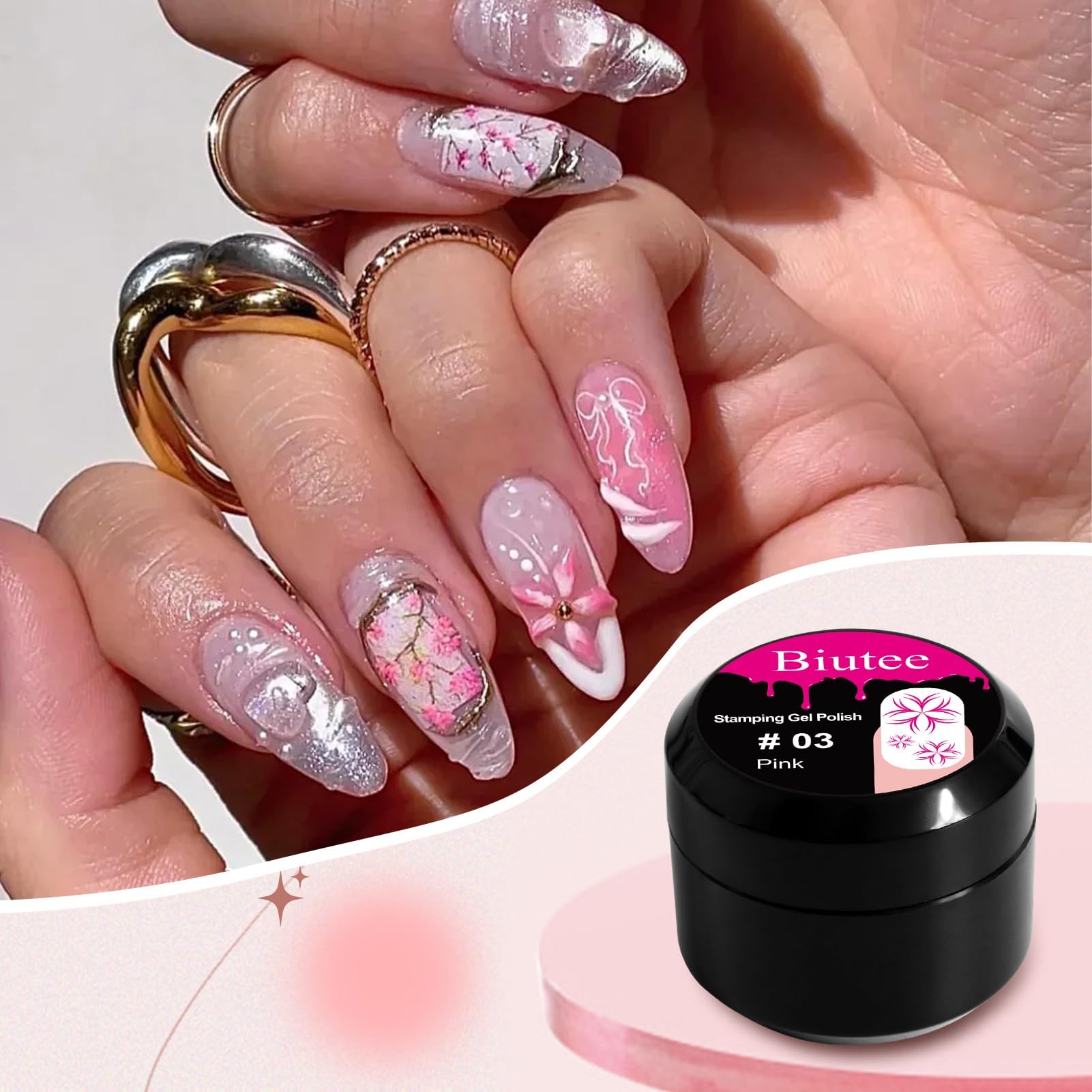 Biutee Vernis en Gel, 12 Farben UV Nagellack 8ml Gel de Stamping Nagellack Nail