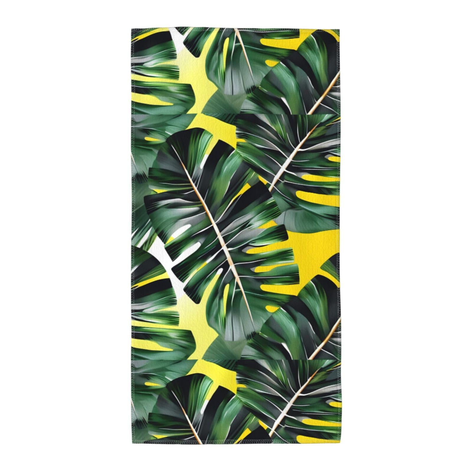 Cbaaghh Tropical Banana Palm Leaves Print Towel, Towels Thick Face Towels Fast Drying Washcloth For Bath, Spa, Gym