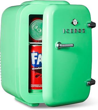 ICEBOX IBMF4MNT Mini Fridge For Bedroom, Skincare Refrigerator, Portable Cooler & Warmer for Makeup, for Office & Home, Mini 4 L / 6-Can, Mint Green