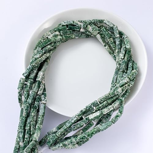 Miniatura 7 de Cuentas de tubo rectangular de jade africano natural, 0.157 x 0.512 in, 15.0 instr sueltas semi piedras preciosas para hacer pulseras, collares,